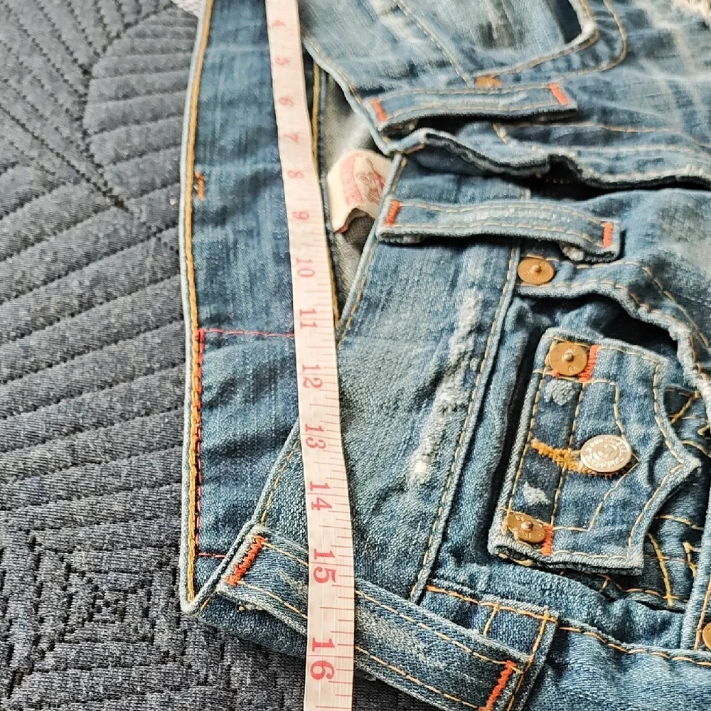 Tru Religion 💙 Distressed Women's Blue Jeans 16'' - Picture 7 of 10